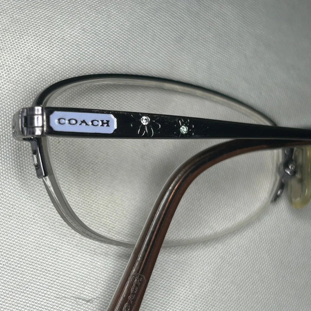 Coach Juliet 127 Slate Semi Rimless Eyeglasses Frames Rhinestone Floral Women